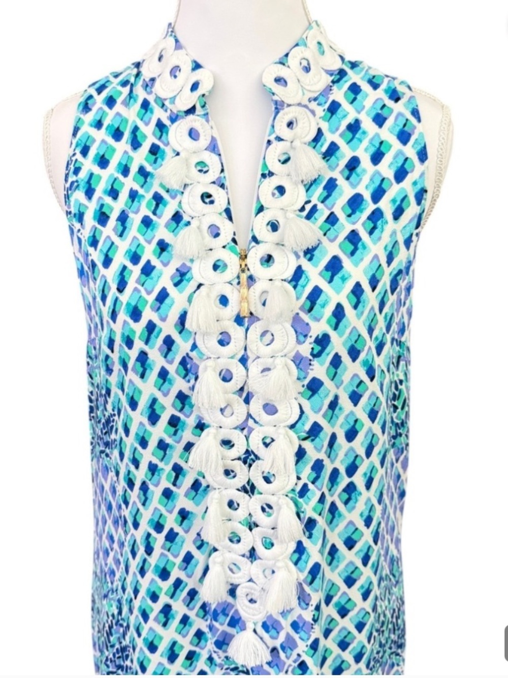Lilly Pulitzer Blue, Teal & White Pineapple Printed Dress - Picture 12 of 14